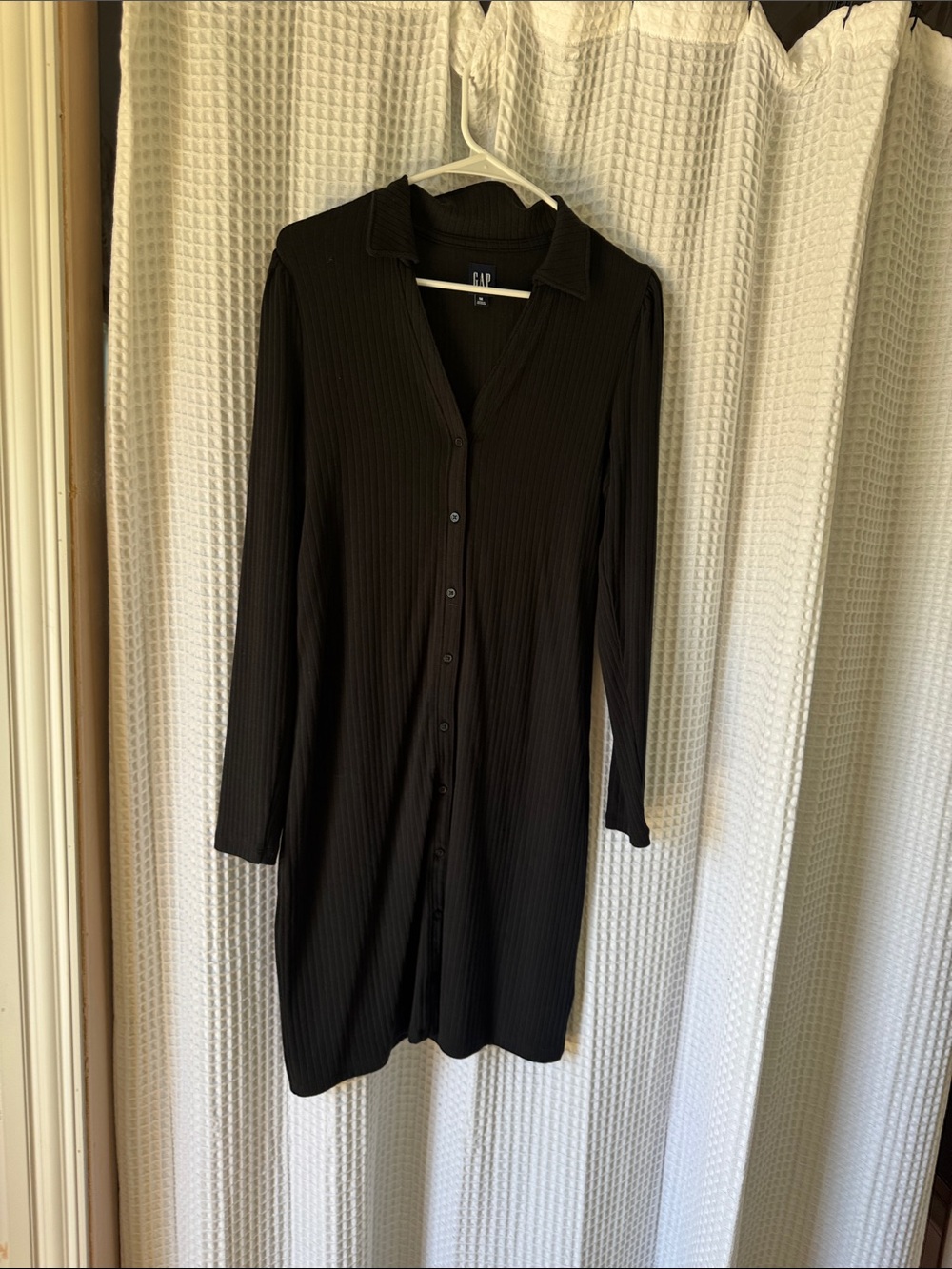 GAP Black Ribbed Button-Front Dress